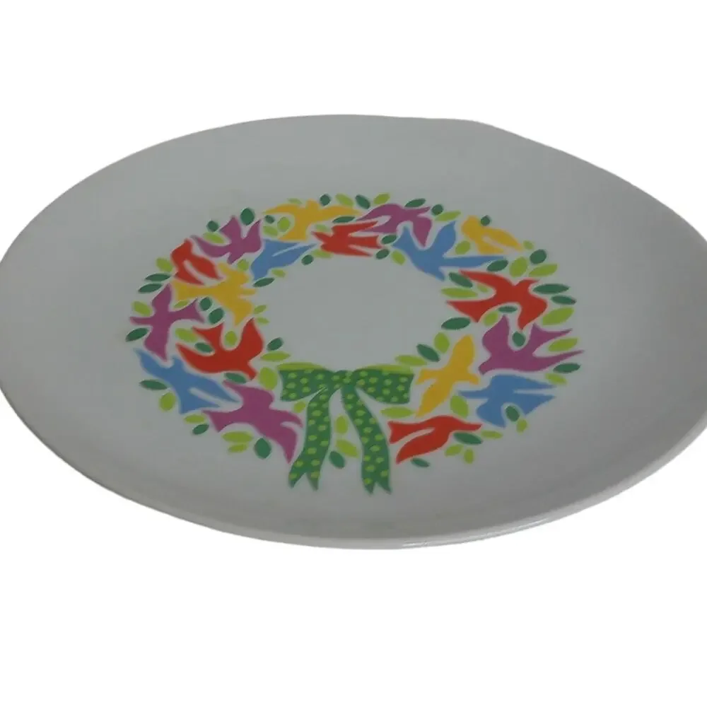 Vintage Toscany Greetings Dove Wreath Serving Platter Cake Plate 12